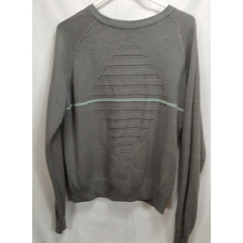 Vtg 80s Geometric Knit Men’s Crewneck Sweater/Retro/ Grandpa/Olive & Soft Green